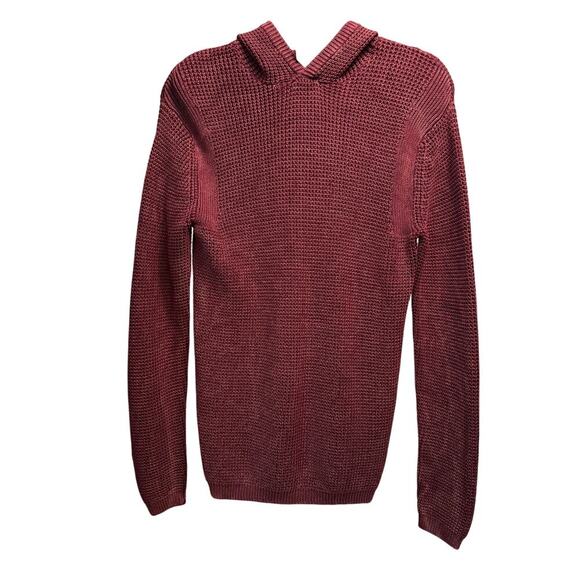 INC International Concepts 100% Cotton Hoodie Sweater Mens XS Maroon Stonewashed - Picture 3 of 8